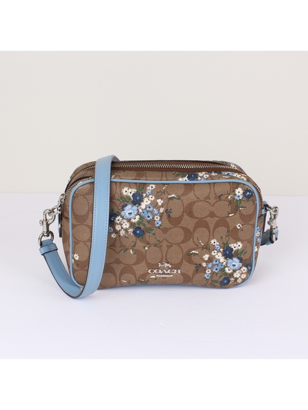 Coach F68021 Jes Crossbody Bag Signature Canvas Floral Bundle Khaki Blue